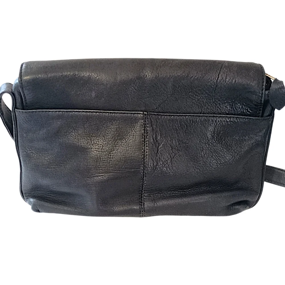 Sabina New York Leather‎ Shoulder Bag Black Navy Old Money Quiet Luxury Vintage